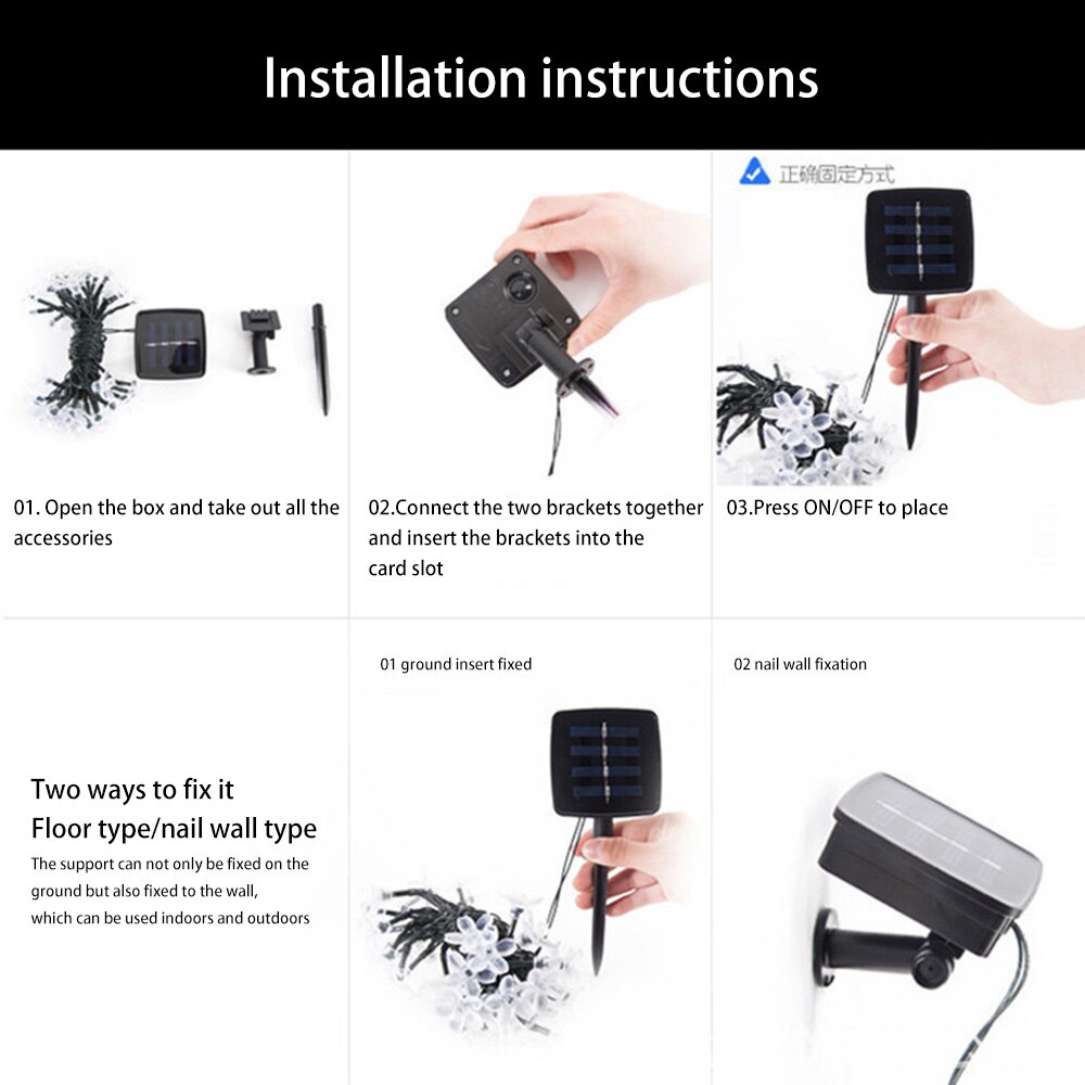 Solar Lamp String LED String Fairy Lights Solar Power Two Functions Garlands Garden Christmas Decor Light For Outdoor