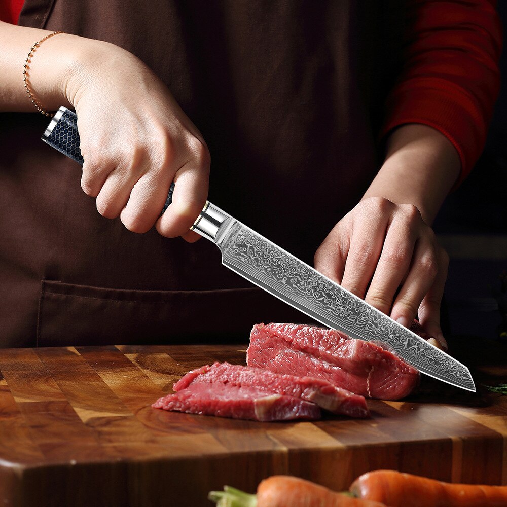 8 zoll Filetieren Sushi Messer 67 Schicht Damaskus Stahl Japanischen Sashimi Kochmesser Scharf schneiden Hackmesser Lachs Fisch Sushi Messer