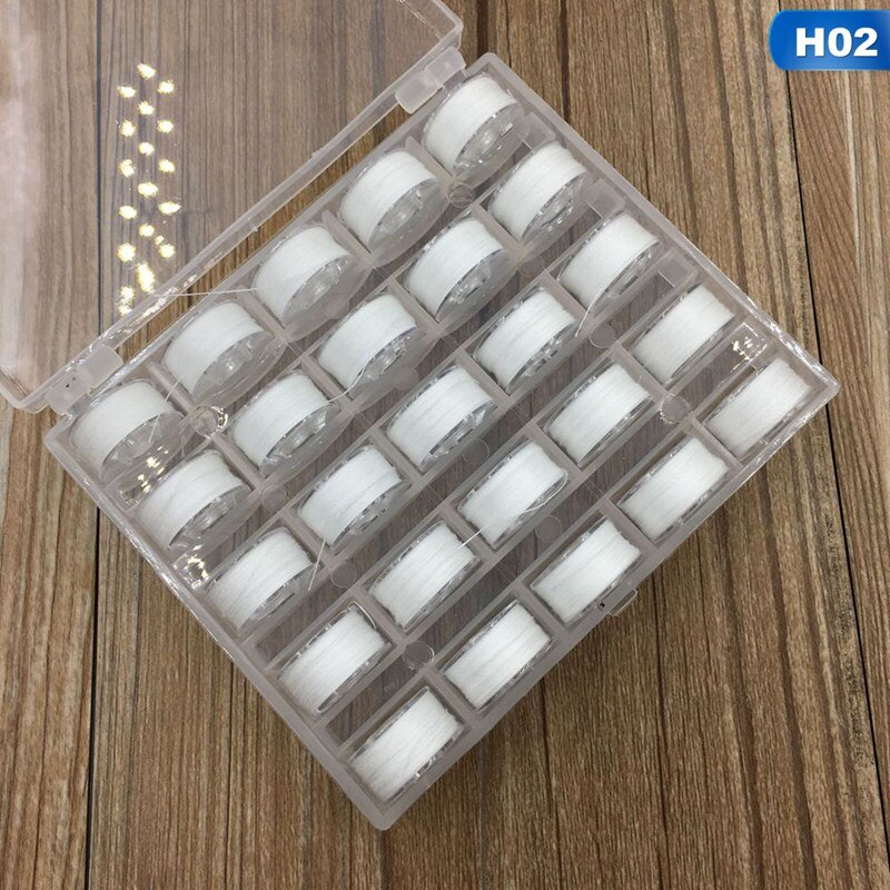 25 st sytråd färg blandad box kit för symaskin rulle undertråd skyttelkärna gör det själv kläder broderitrådar tillbehör