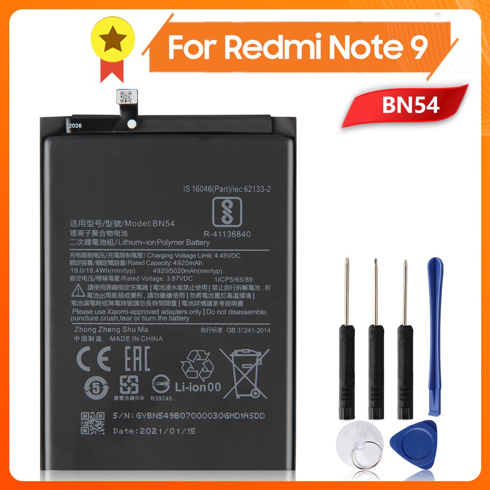 BN53 BN54 BN55 batteria del telefono per Redmi Nota 9S Redmi Nota 9 Redmi Nota 9pro batteria Nota9 pro: BN54-Redmi Note 9