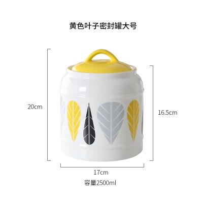 Japanischen stil Keramik Gläser, Haushalt Lebensmittel Lagerung Gläser, Versiegelt Gläser, Küche Kaffee Zucker Gläser, getreide Lagerung Tanks, Tee Gläser: Yellow-2500ml