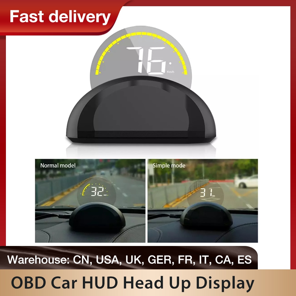 Pantalla HUD para coche, sistema de advertencia de exceso de velocidad OBD, proyector KMH MPH, velocímetro, pantalla de alarma de voltaje electrónico automático