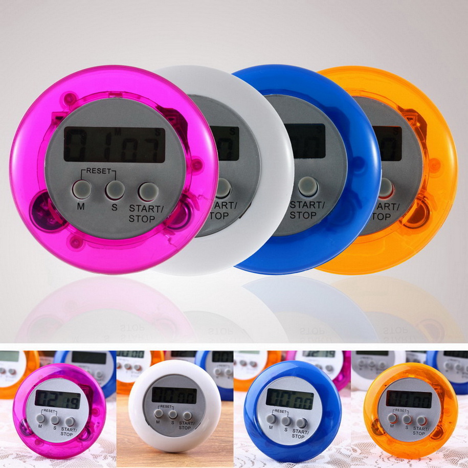 1pcs white Round Magnetic LCD Digital Kitchen Countdown Timer Alarm with Stand