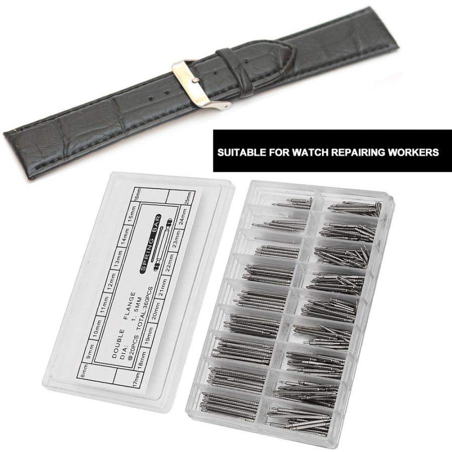 361 Pcs 8-25mm Semi-Steel Watch Spring Bar Watch Band Strap 8-25MM Spring Bar Link Connector Pins Accessory Kit