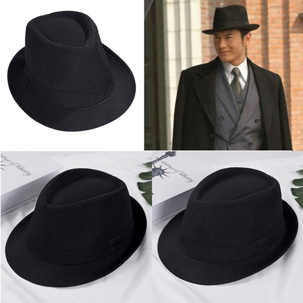 Sombrero de estilo británico de Jazz para hombre y mujer, sombrero informal, negro, para playa y verano