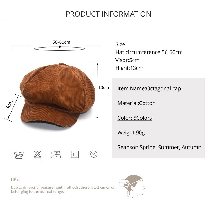 Fuodrao åttkantiga hattar dam vintage baskerhatt höst vinter manchester gorras planas casual newsboy keps  c10