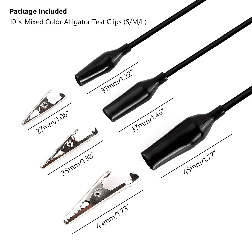 10x verschillende dubbelzijdige testkabels, krokodillenklem, klem voor jumperdraad, 10 stuks testkrokodillenklemmen, jumperprobe