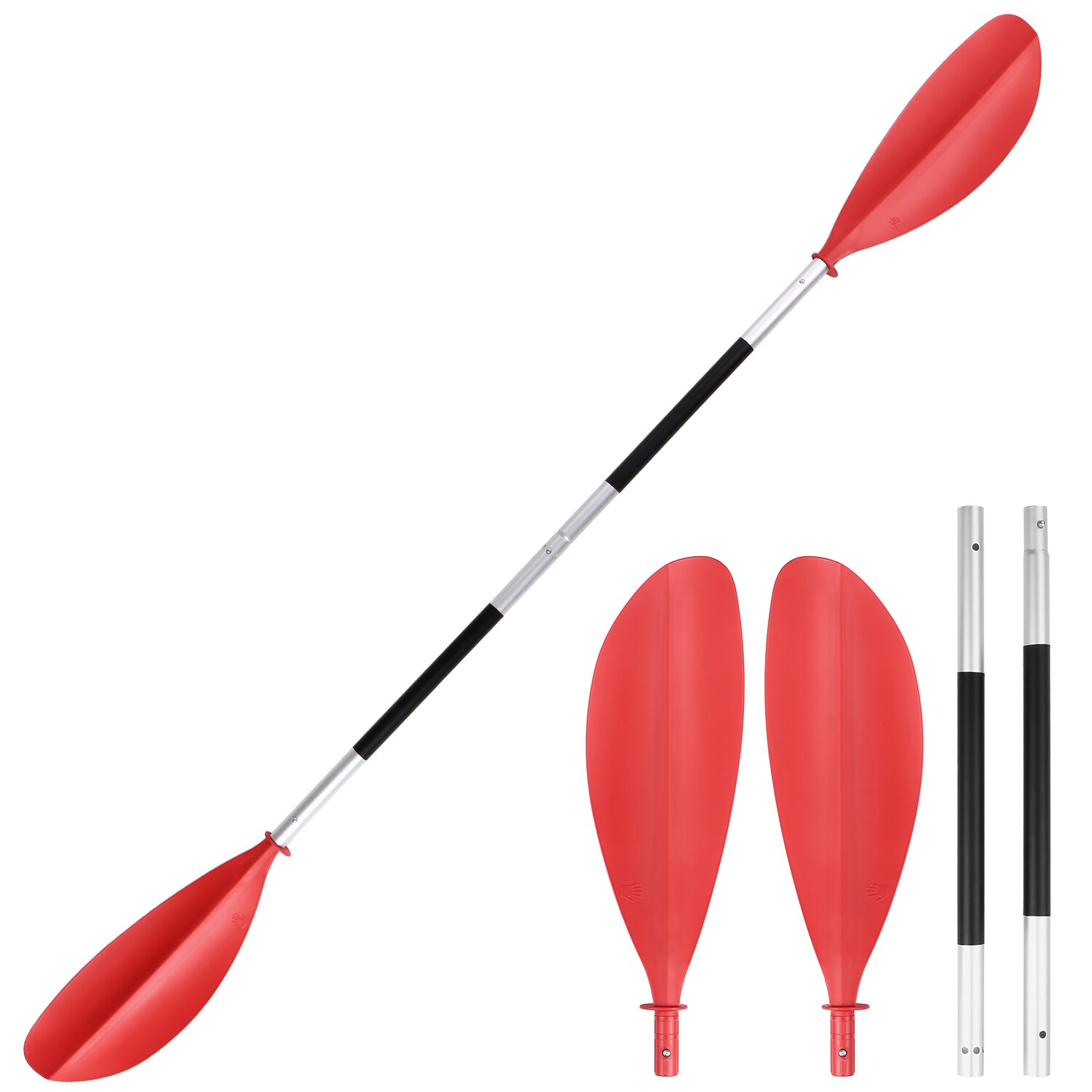 4 Stuk Quick Release Asymmetrische Kayak Paddle Board Surf Peddelen Roeien Pulp Vier-Sectie Paddle M2030-05 Surfen Accessoires: Rood