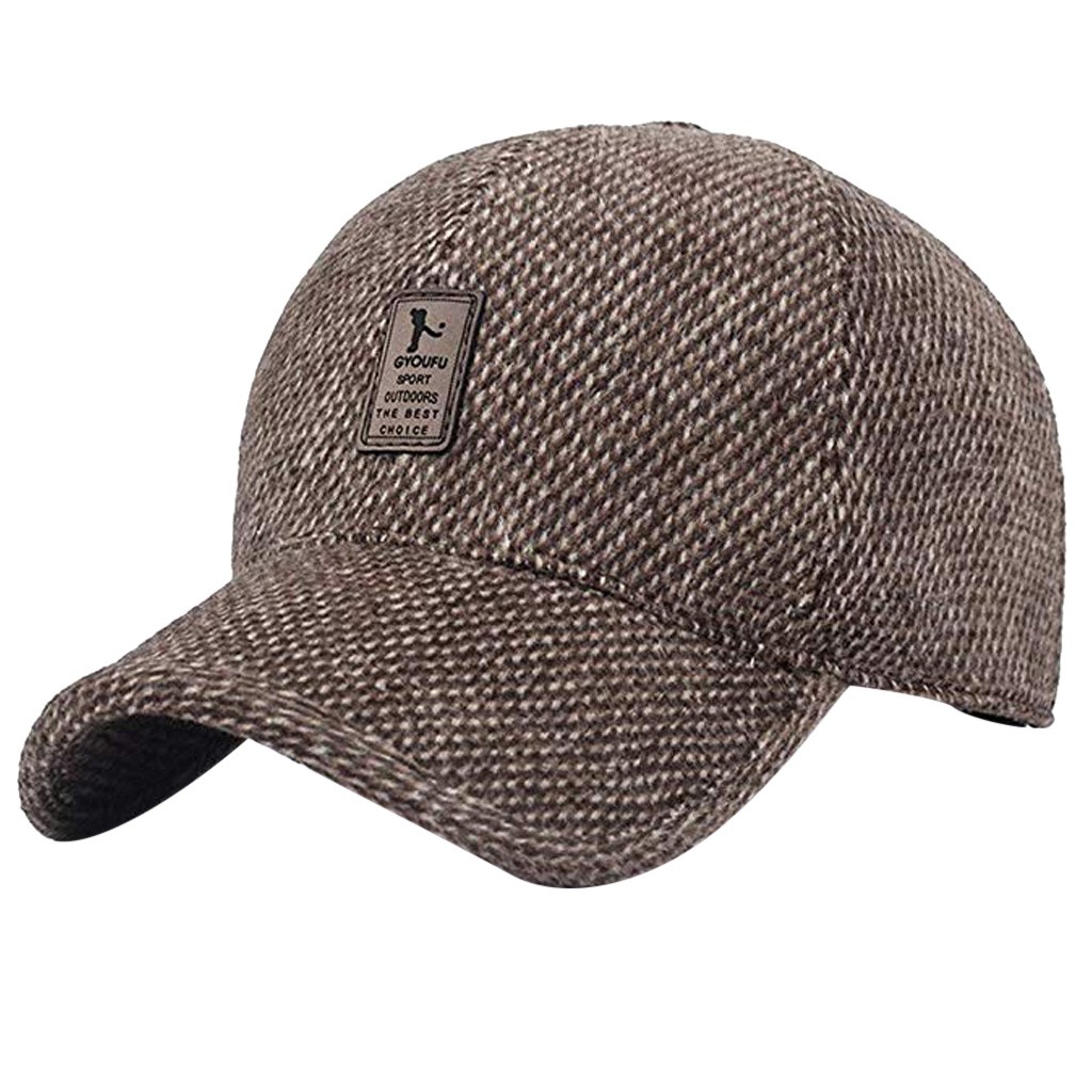 Mode Mannen Warm Winter Baseball Cap Hoed Mannen Zwart Solid Bone Baseball Mens Winter Hoeden Oorkleppen Outdoor Running Katoen cap: Khaki 