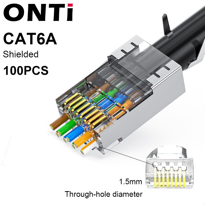 Connecteur ONTi RJ45 Cat7/6/6A/5E, outil de sertissage RJ45 passant à sertir avec lame de rechange dénudeur de câble Ethernet: vert militaire