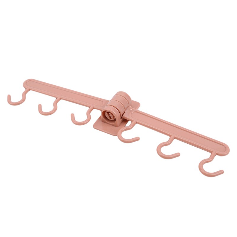 6 kroge kraftig drejelig vægkrog håndklædeophæng roterbar stærk pindkrog køkken badeværelse vægkrog selvklæbende krog: Lyserød