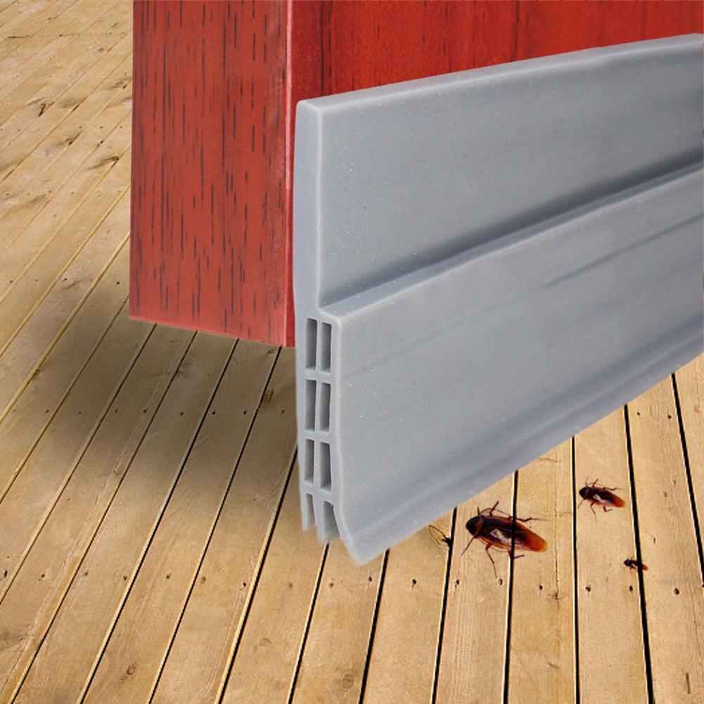 Door Sweep Weather Stripping Soundproof Rubber Bottom Seal Strip Draft Stopper Draught Excluder Door Sticker: Gray