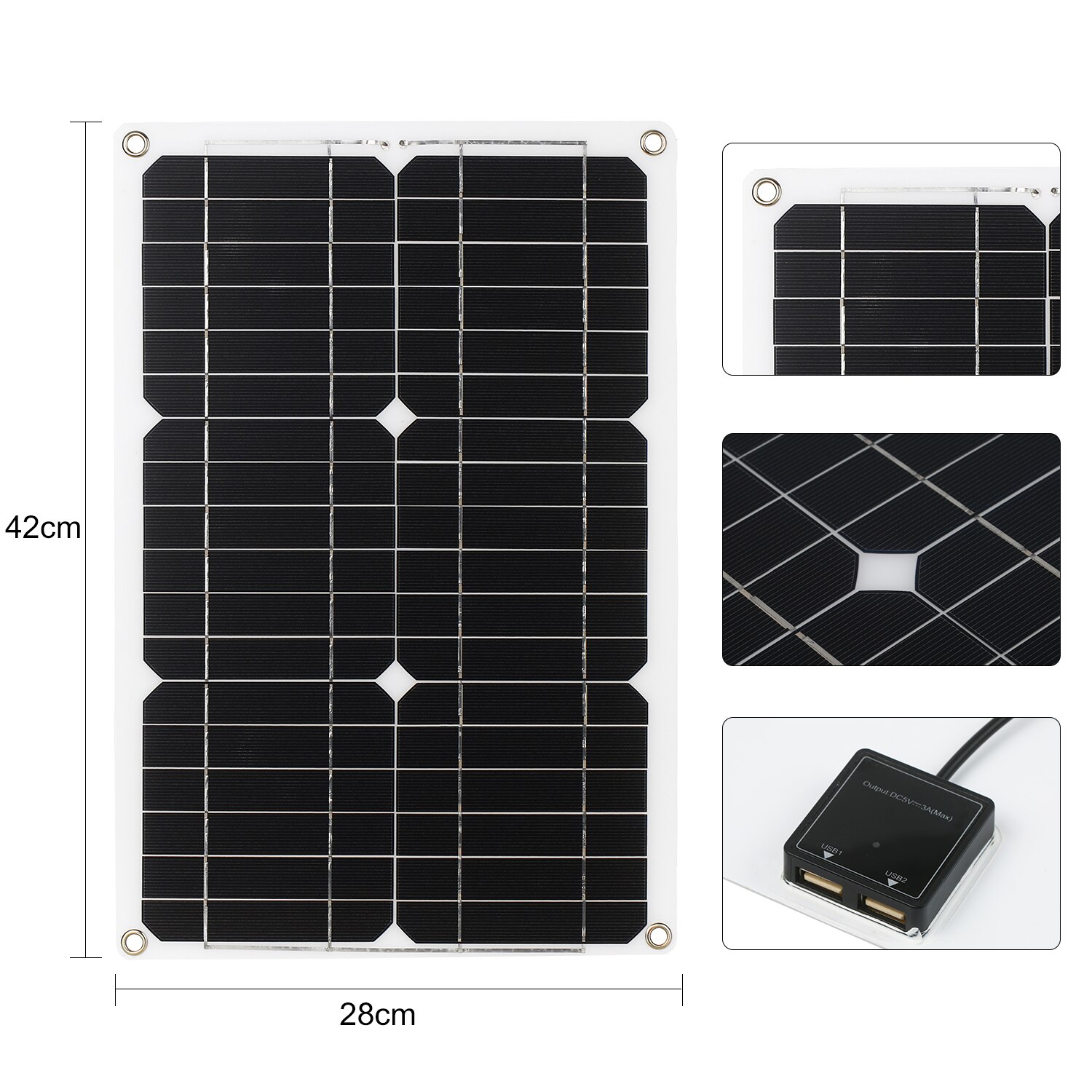 18W 12 V Solar- Tafel Bausatz Dual USB Hafen aus Monokristalline Modul mit Solar- Laderegler SAE Verbindung Kabel Bausätze