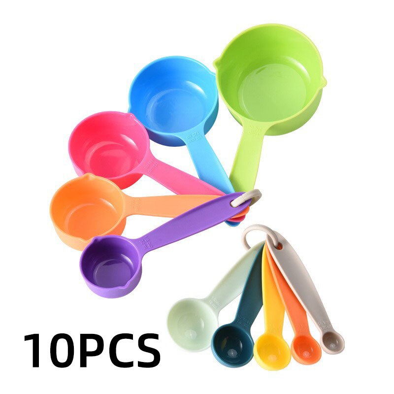 10Pcs Multi Purpose Lepels Cups Set Meetinstrumenten Bakken Accessoires Keuken Gadgets Levert Draagbare Thee Koffie Vloeibare Meel: 10pcs Multicolor