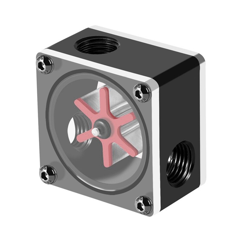 3 Way Water Cooling Flow Indicator, G1/4 Threaded 6 Impeller Water Flow Sensor for PC Water Cooling System