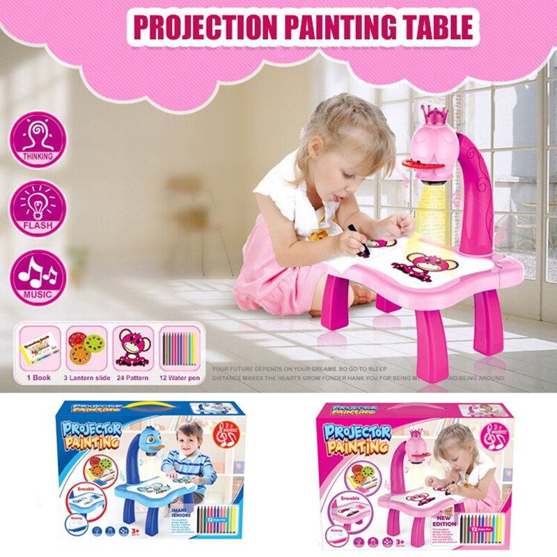 Kinderen educatief vroeg leren muzikaal projector projectie schilderen tekentafel bureau speelgoed verf gereedschap bjstor
