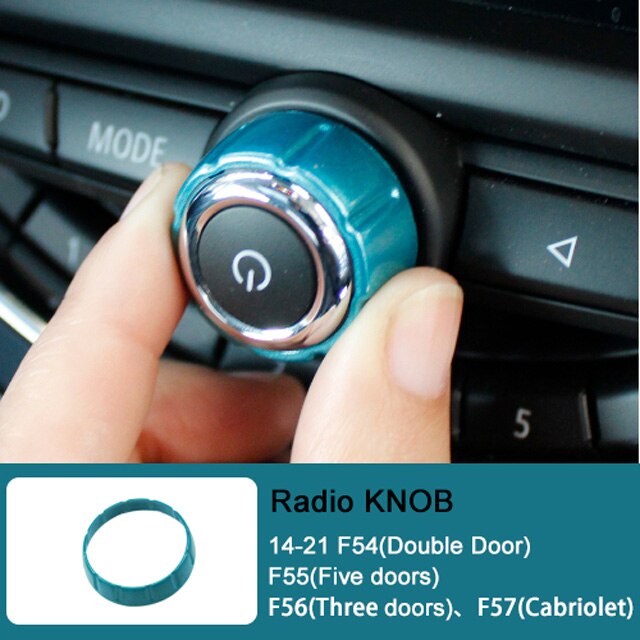 Car Warning Light Button Sticker For MINI Cooper ONE F54 F55 F56 F57 F60 Central Control Radio Knob Cover Decoration Accessories: blue-B