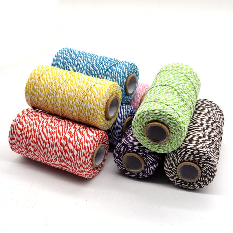 Hilo de algodón colorido para manualidades, hilo de macramé, para envolver , decoración de boda, 100 m/rollo