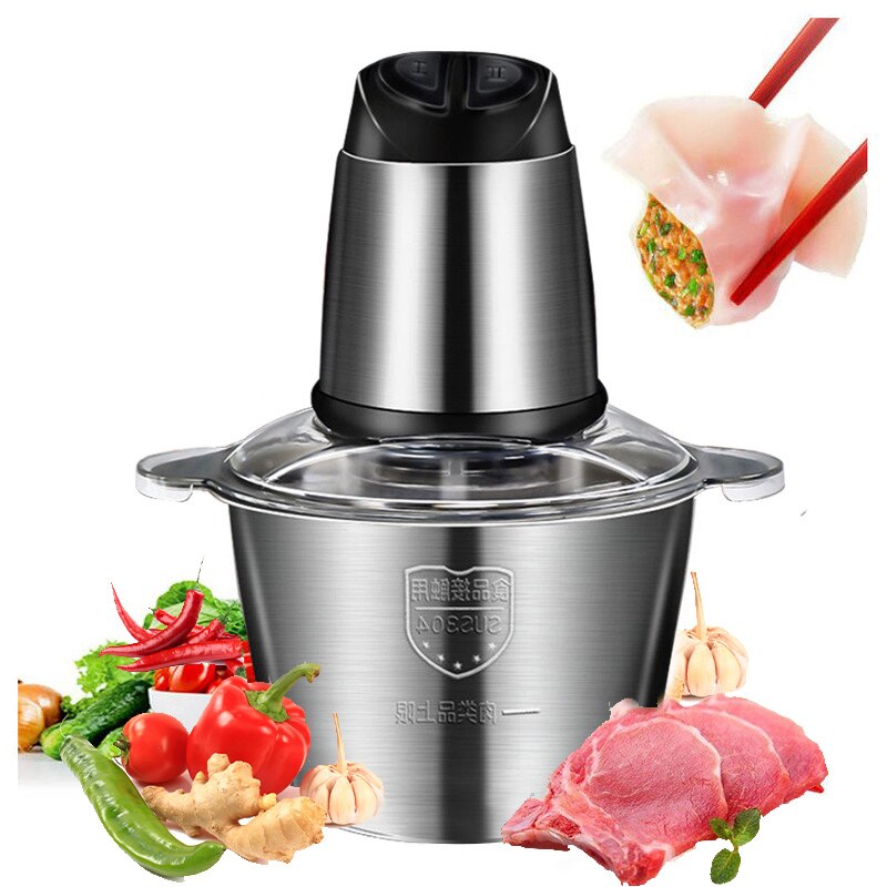 Hachoir à viande électrique automatique 300W, en acier inoxydable, capacité de 2l/3l, hachoir à ail, hachoir de cuisine
