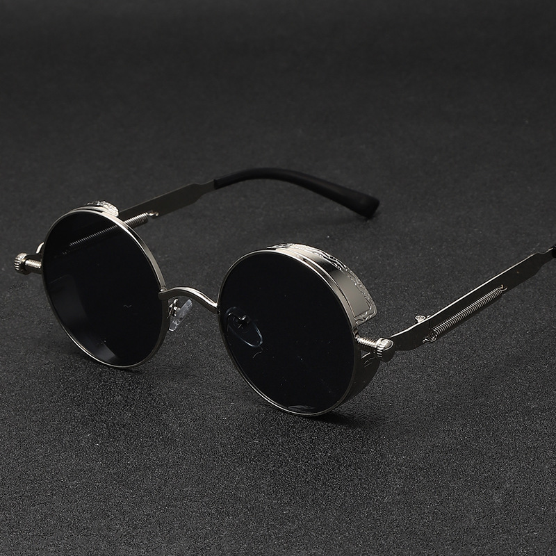 Gafas De Sol redondas para hombre y mujer, lentes góticas Steampunk, De De , Vintage, a la , De Metal