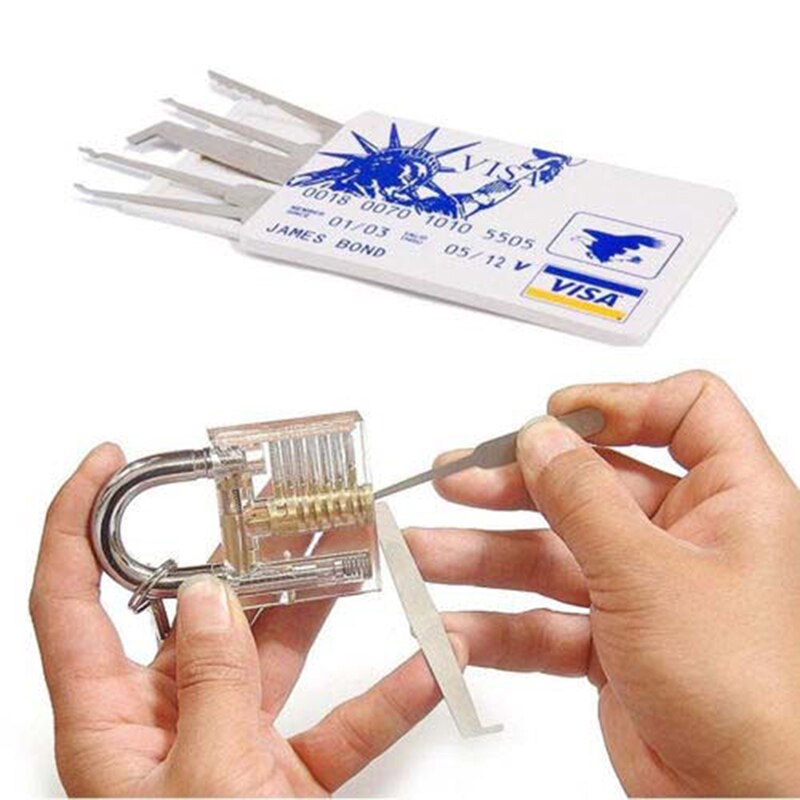 1 set Credit Card Lock Picking Tool Hook Picks Locksmith Tool Training Practice