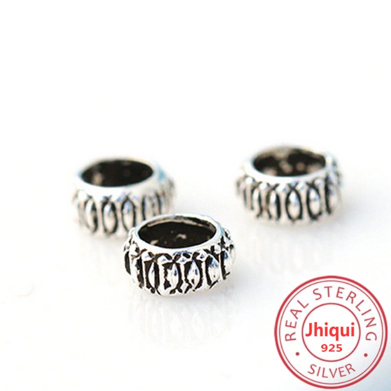 3*6.2mm 925 argent Sterling rétro entretoise perles perles en vrac pour bracelet à bricoler soi-même collier fabrication de bijoux trouver