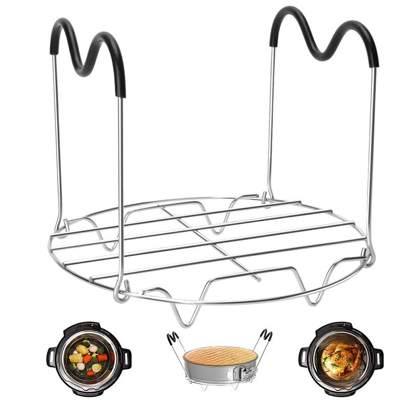 1Pcs Rvs Instant Pot Accessoires Stoomboot Thuis Keuken Kookgerei Ronde Met Siliconen Handvat Voedsel Stoomboot Voor Dumplings