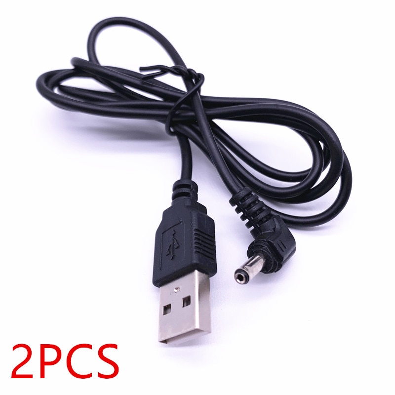 USB 2.0 Man Naar Haaks 90 Graden 3.5mm 1.35mm DC Stekker Barrel 5v Kabel Wit /zwart: 2pcs-black