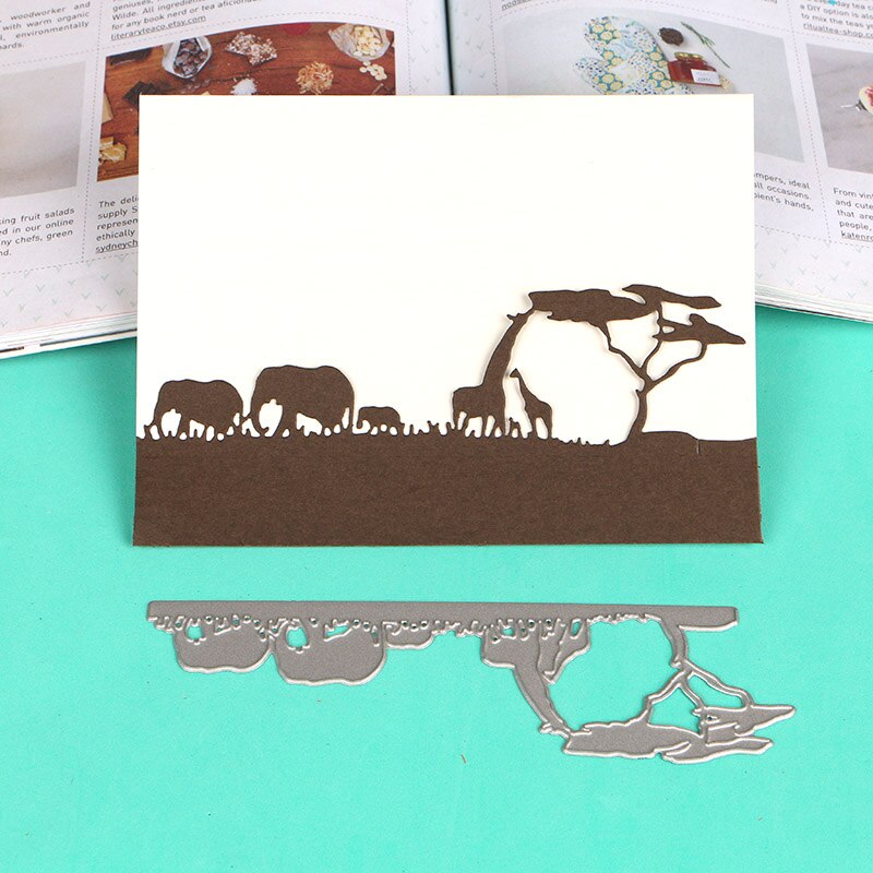 DUOFEN METALEN STANSMESSEN Afrikaanse silhouet grasland dieren olifanten rhino kamelen stencil DIY Plakboek Album