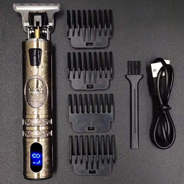 Máquina de corte de cabelo elétrico cortador de cabelo barbeiro para máquina de corte de cabelo masculino cortador de cabelo clippers para homens barbeador 3: Skull LCD