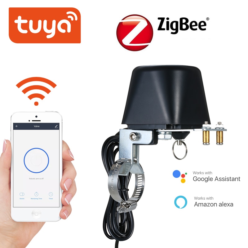 Tuya gas vattenventil zigbee trådlös kontroll smart hemautomation kontrollventil gassäkerhetsstöd alexa google assistant