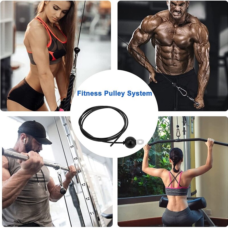 Fitness Pulley System, With 1.8M/2. Fitness Replacement Cable 360 Rotation Pulley Hanging Straps And Hoist Buckles