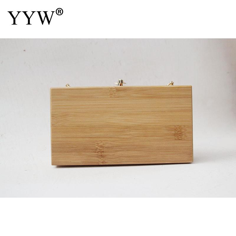 Træboks clutch taske solid aften fest håndtaske sommer bryllup dame håndtaske prom brude clutches skuldertasker pochette femme