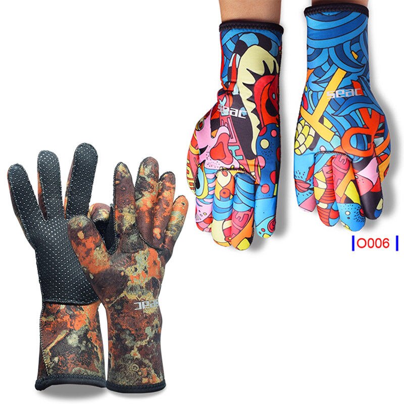Traje de buceo de neopreno de 3mm para hombre y mujer, guantes de camuflaje a prueba de deslizamiento