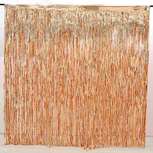 Rideau de décoration murale bleu clair et or Rose, 1x2M, arrière-plan de Photo d'halloween, mariage, fête d'anniversaire, fournitures de fête: Rose Gold
