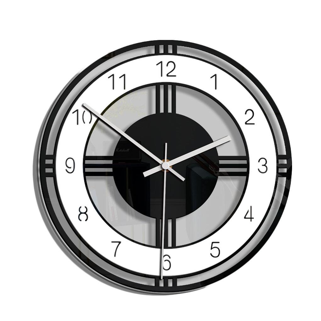 1pc Round 3D Wall Arabic Numerals Wall Clock Acrylic Large Wall Hanging Clock Home Living Room Decoration Happy Year: Default Title