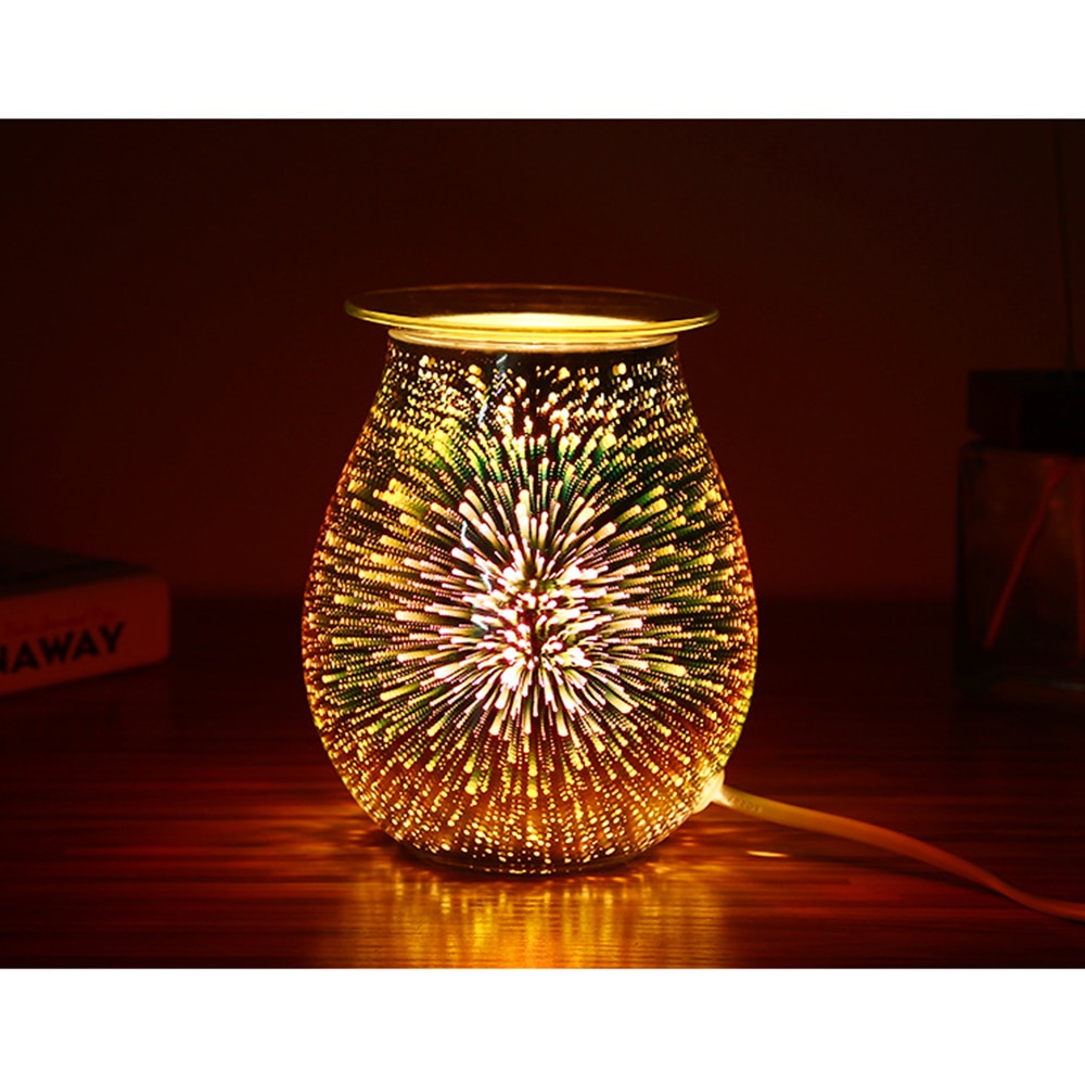 Difusor de vidrio para aromaterapia eléctrica 3D lámpara de aromaterapia cera fundida más lámpara de cristal con vela para el dormitorio de la oficina en casa