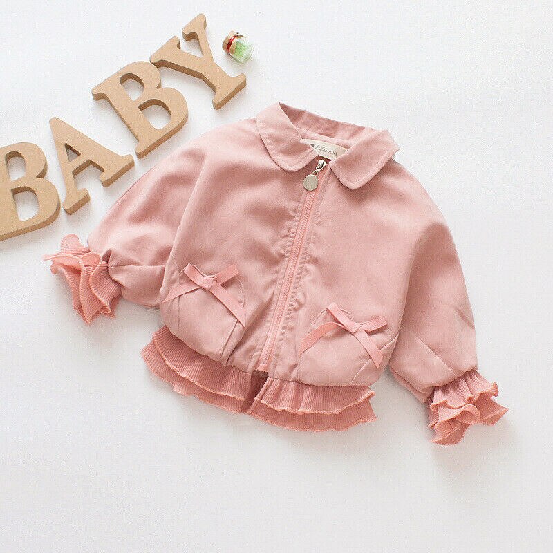 Baby Peuter Kids Baby Meisje Bovenkleding Rits Jassen Lente Herfst Winter Jassen Boog Zoete Kleding Schattige Prinses Outfits