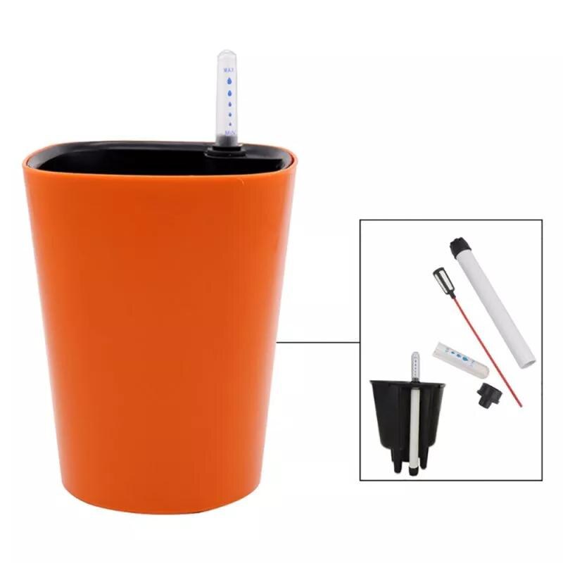 Self Watering Plant Flower Pot with Water Level Indicator Floor Desk Planter Balcony Office Planting Pot Gardening Supplies: Style Orange