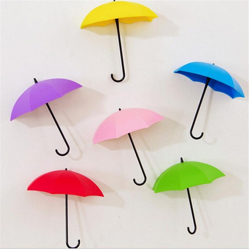 Accueil fournitures 3 pièces/lot parapluie forme Clips mignon auto-adhésif mur porte clés Clips école bureau collant support