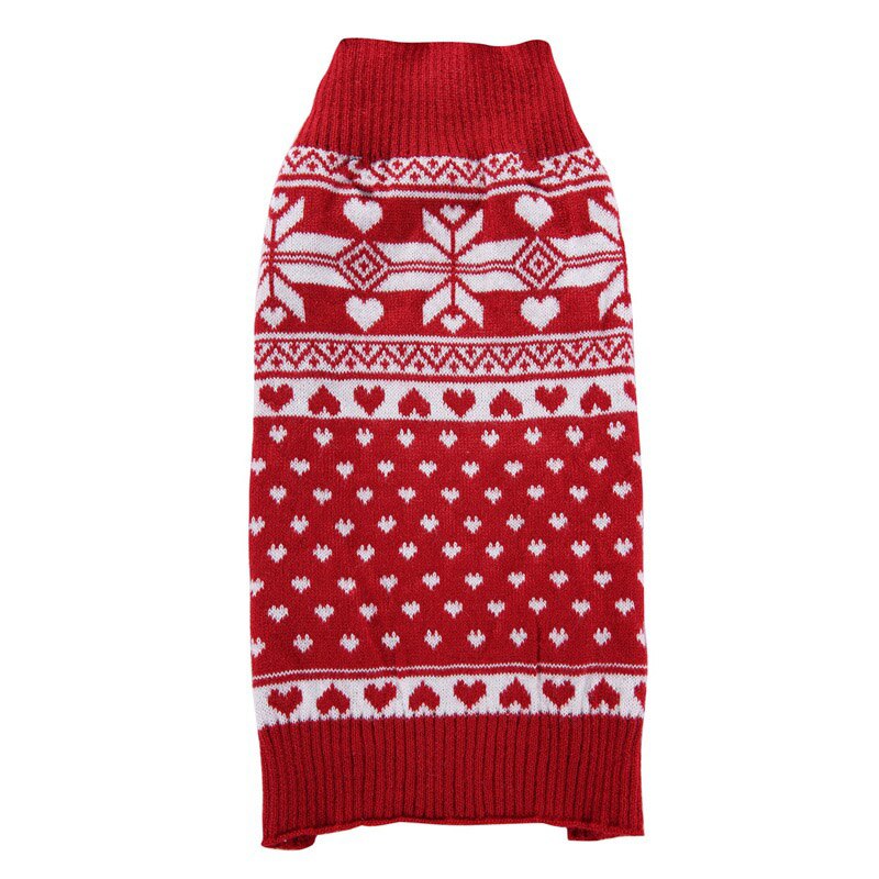 Vinter hundetøj jul snefnug kæledyr rød sweater strik sweater lille kat xmas hunde tøj til chihuahua bamse xxs-m: M