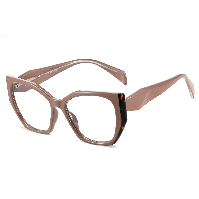 Luxury Eyeglass Frames For Women Cat Eye Brand Computer Glasses Frame TR90 Optical Anti Blue Light Eyeglasses: Khaki