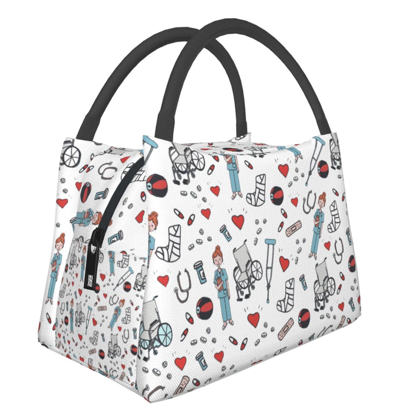 Leuke Roze Verse Koeltassen Verpleegkundige Print Waterdichte Oxford Doek Draagbare Rits Thermische Lunch Tassen Voor Vrouwen Lunch Voedsel Zakken: 440296861