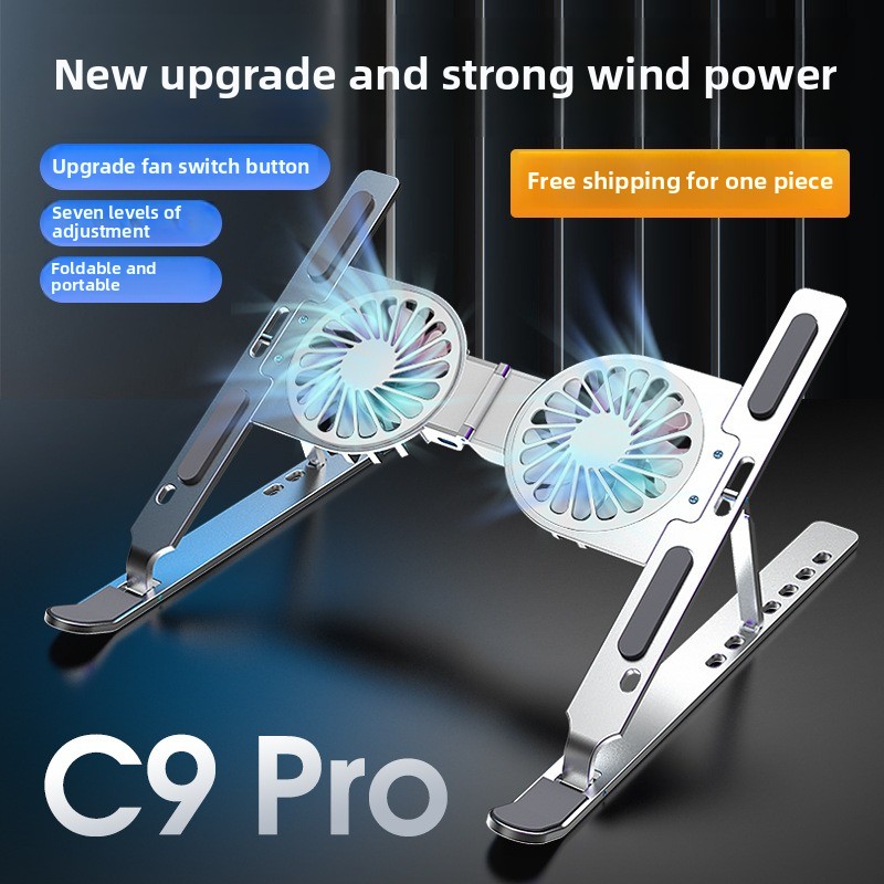 Laptop Cooler Base Stand Foldable Laptop Cooling Pad Portable Adjustable Notebook Stand for 13-17.3 Inch with 4 Fans