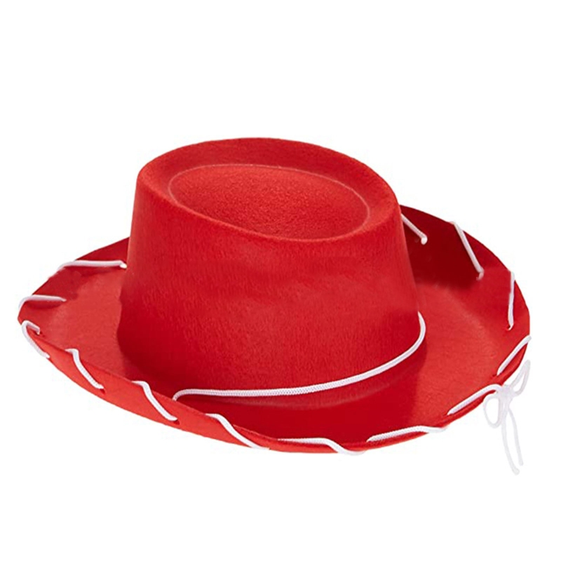 Sombrero de fieltro vaquero clásico, sombrero Fedora occidental ligero, bohemio, con ala curvada, cuerda ajustable para , accesorios para fotos: Red