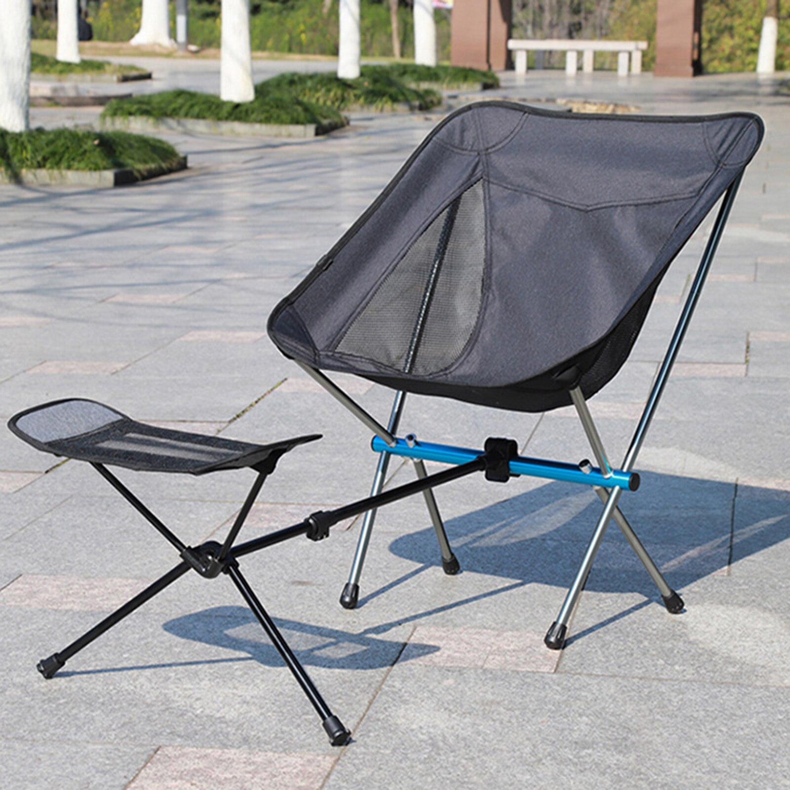 Portable Folding Footstool Camping Fishing Chair Footrest, Anti-skid Retractable Leg Chair Stool for Camping BBQ Fishing Picnic