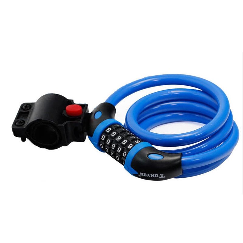 Bike Changeable password Lock 5 Digit Code Combination Bicycle Security Lock 120cm x 12cm Steel Cable Spiral Cycling: Blue