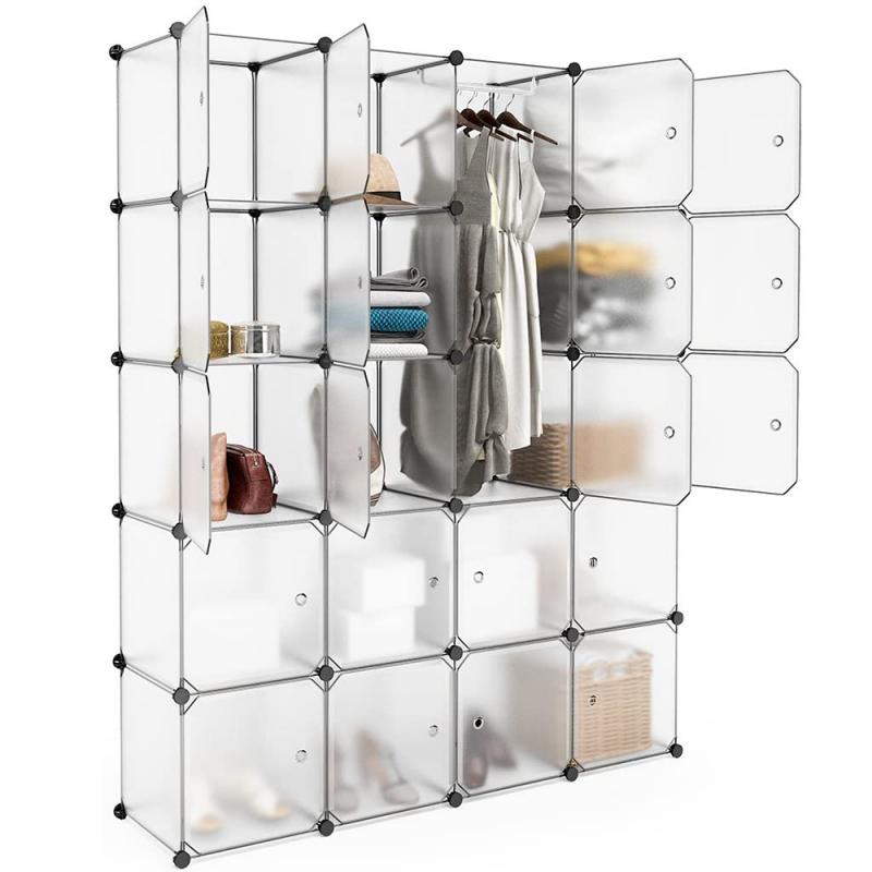 20 Grid Transparent Plastic Wardrobe Bedroom Furniture Clothes Storage Organizer Cabinet Combine Shoes Clothing Organizer HWC