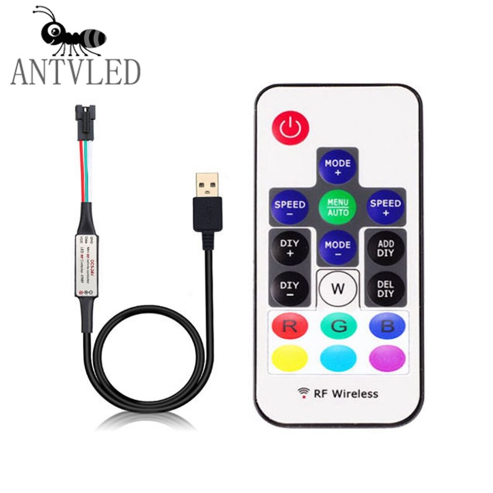 WS2812B WS2811 LED Pixel Streifen Licht Controller USB/DC Led Dimmer 3 Schlüssel RF 14/17/21 schlüssel Mit MINI Remote LED Controller DC5-24V