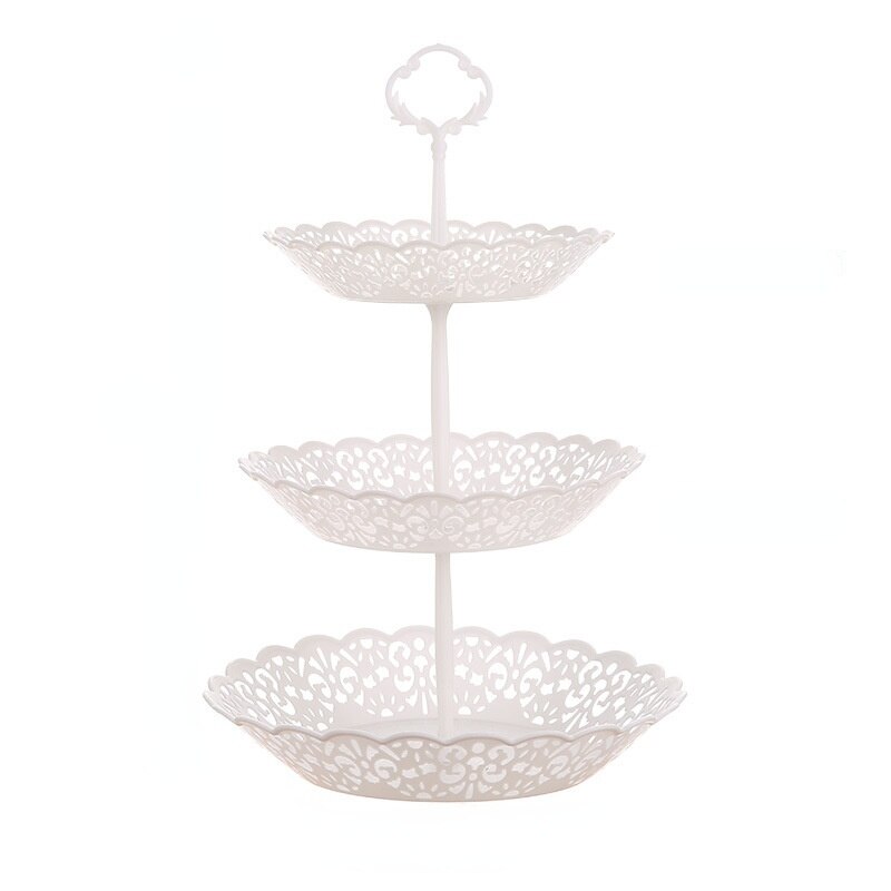 Nordic Style Three-layer Fruit Plate Fruit Snack Set Plate Living Room Multifunctional Melon Nut Tray Hollow Detachable Platter